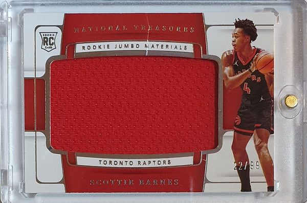 2021 National Treasures Scottie Barnes Rookie PATCH /99 Jumbo RC Jersey - Crease