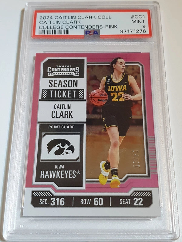 2024 Panini Caitlin Clark Rookie Collection #CC1 PINK /50 Holo - PSA 9 (POP 3)