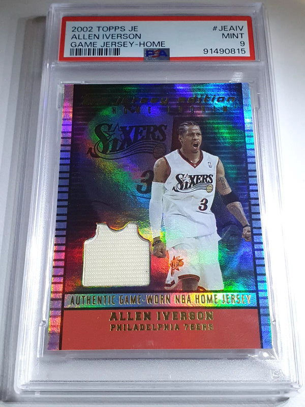 2002 Topps JE Allen Iverson #PATCH Holo Game Worn Jersey - PSA 9 (POP 2)