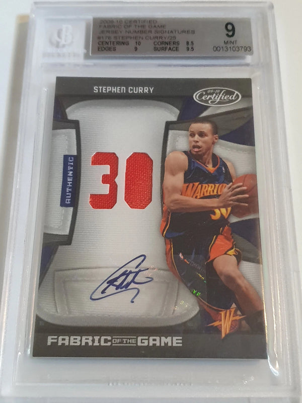 2009-10 Certified Stephen Curry Rookie Patch Auto BLUE/25 RPA - BGS 9 (POP 2) RC