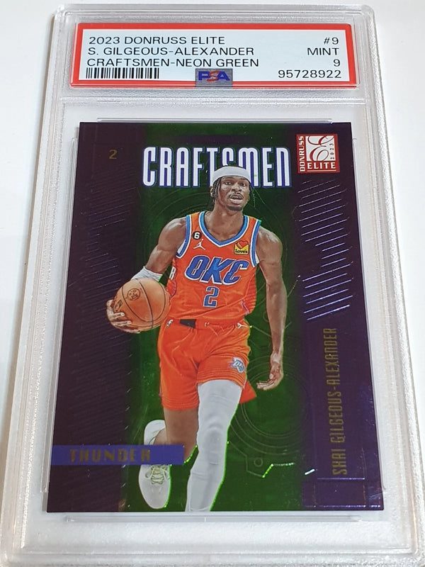 2023 Elite Shai Gilgeous-Alexander #9 NEON GREEN /75 Holo - PSA 9 (POP 1)
