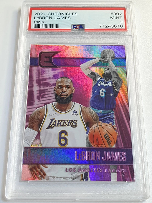 2021 Panini Chronicles Lebron James #302 PINK Holo Essentials - PSA 9 (POP 5)