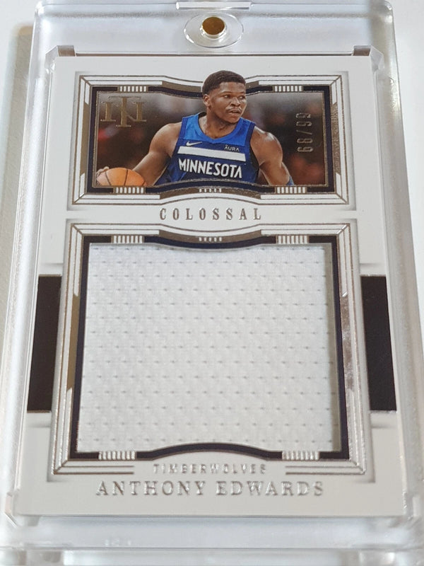 2023 Panini National Treasures Anthony Edwards #PATCH /99 Game Worn Jumbo Jersey