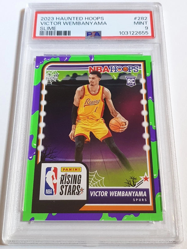 2023 Panini Haunted Hoops Victor Wembanyama Rookie #282 SLIME Edition RC - PSA 9