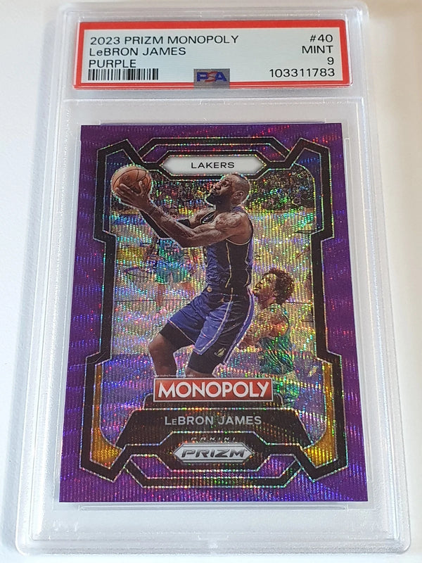 2023 Panini Prizm Monopoly LeBron James #40 PURPLE WAVE Holo - PSA 9 (Low POP)