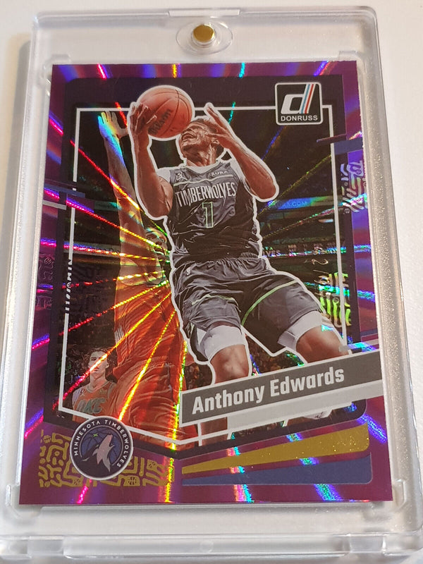 2023 Panini Donruss Anthony Edwards #137 PURPLE LASER /99 Holo - Ready to Grade