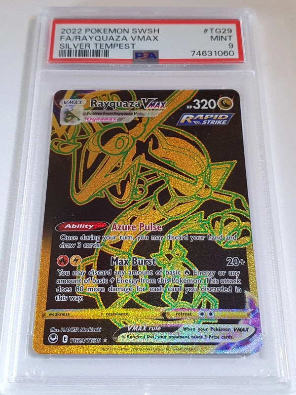 2022 Pokemon SWSH Rayquaza VMAX TG29 Full Art Silver Tempest - PSA 9