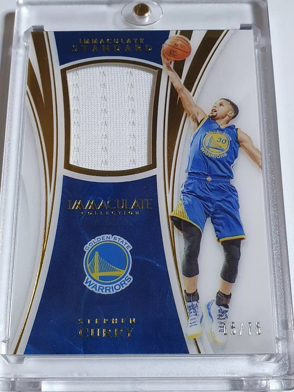 2015 Panini Immaculate Stephen Curry #PATCH /75 Game Worn Large Jersey - Rare