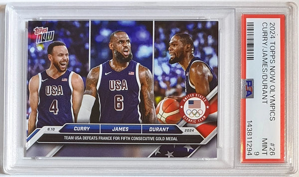 2024 Topps Now Olympics LeBron James Stephen Curry Kevin Durant #26 - PSA 9