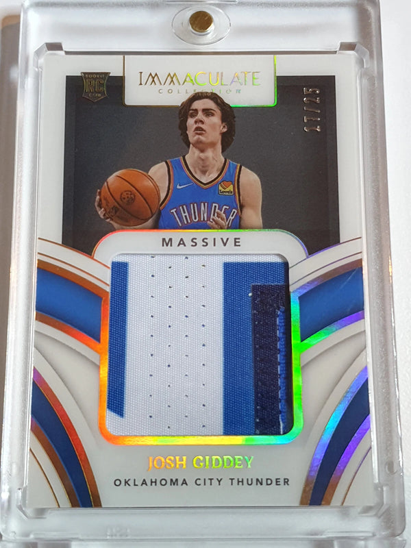 2021 Immaculate Josh Giddey Rookie #PATCH /25 Jumbo 3 Color Jersey - Rare