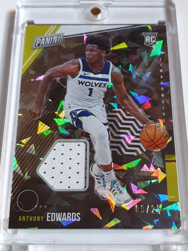 Panini National Anthony Edwards Rookie #PATCH CRACKED ICE /25 Jersey RC