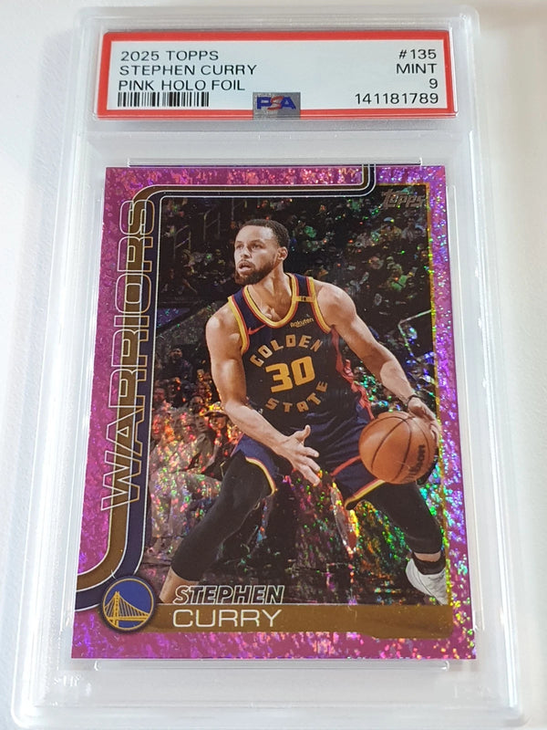 2025 Topps Basketball Stephen Curry #135 PINK HOLO FOIL - PSA 9 (POP 6)