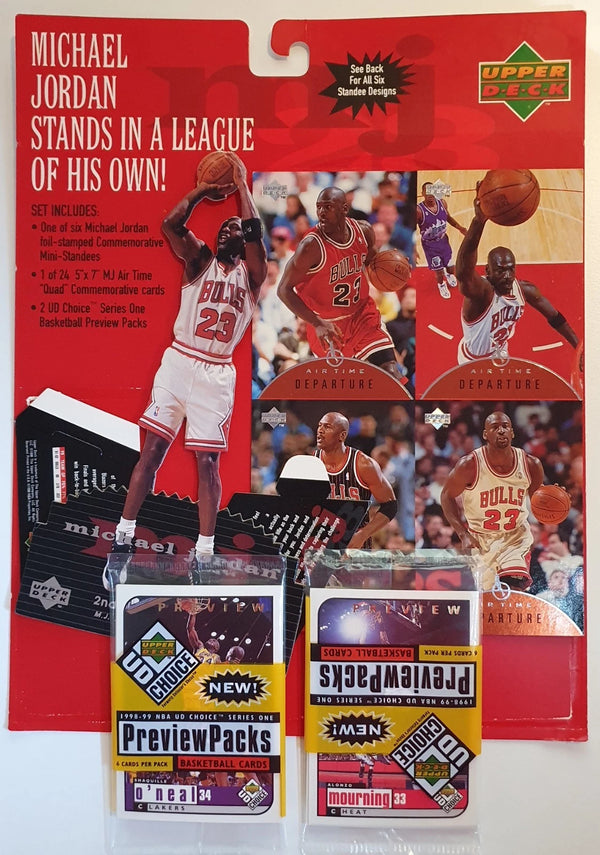 1998 Upper Deck Michael Jordan Standee & UD Choice Sealed Packs (x2) - Shaq & Zo
