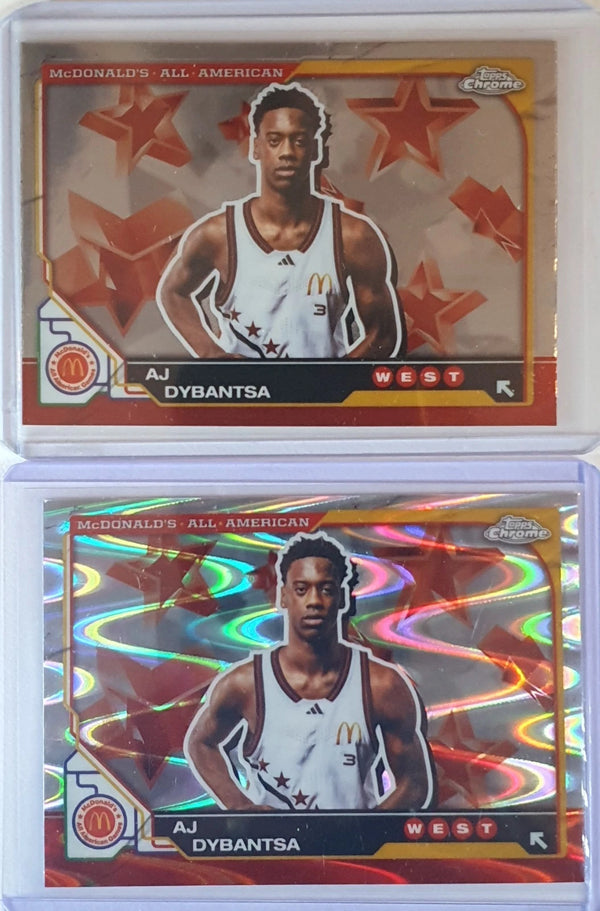 2025 Topps Chrome McDonald's AJ Dybantsa Lot of 2 x RC Rookie Raywave Refractor