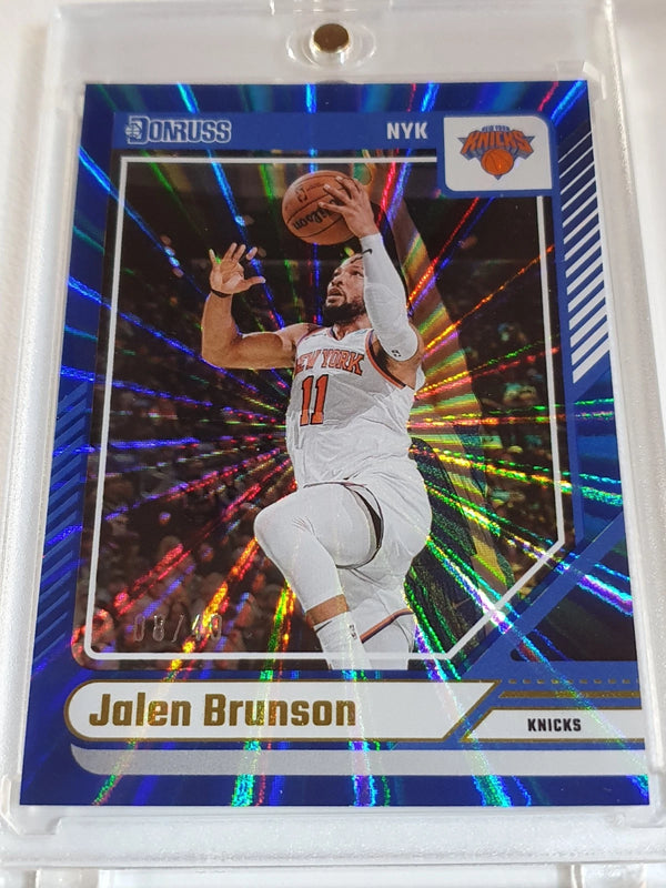2024 Panini Donruss Jalen Brunson #128 BLUE LASER /49 Holo - Ready to Grade