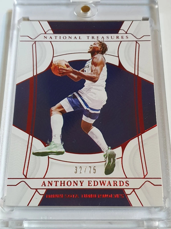 2021 Panini National Treasures Anthony Edwards #97 RED /75 Foil Edition - Rare