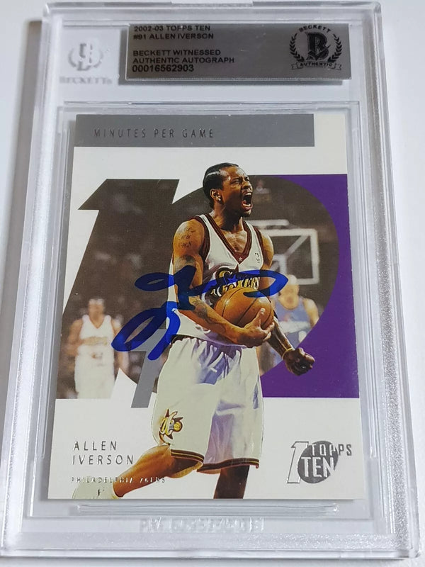 2002 Topps Ten Allen Iverson #91 AUTO On Card Autograph - BGS Authenticated