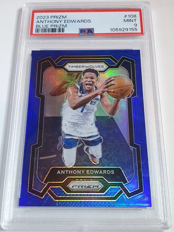 2023 Panini Prizm Anthony Edwards #108 BLUE /199 Holo - PSA 9 (POP 24)
