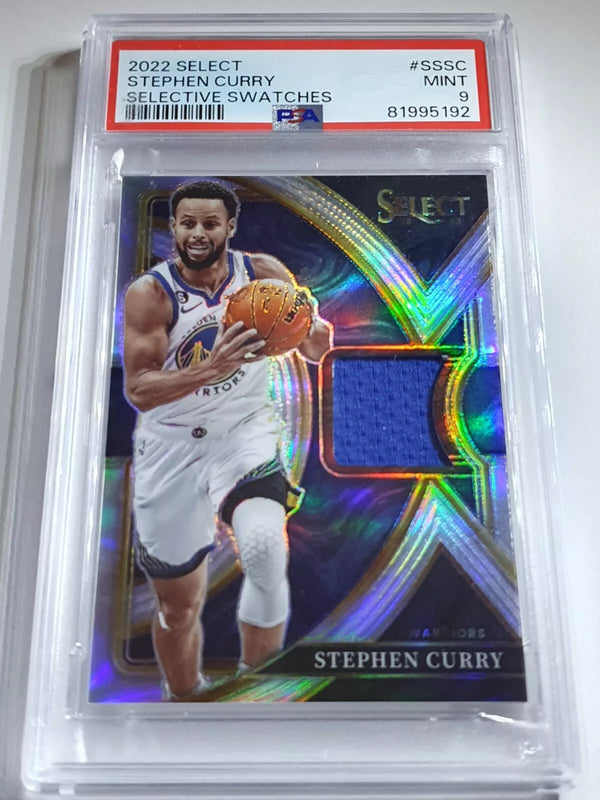 2022 Select Stephen Curry #PATCH SILVER Prizm Game Worn Jersey - PSA 9 (POP 11)