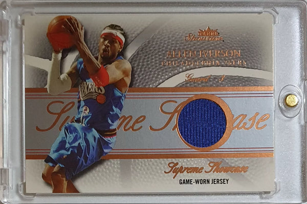 2004 Fleer Showcase Allen Iverson #PATCH BRONZE /300 Game Worn Jersey - Rare