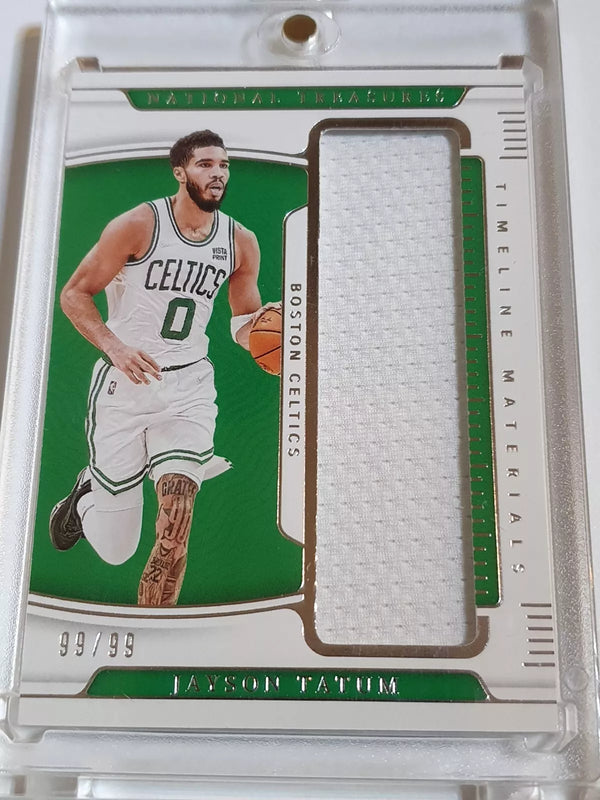 2021 National Treasures Jayson Tatum #PATCH 99/99 Game Worn Jumbo Jersey - Rare