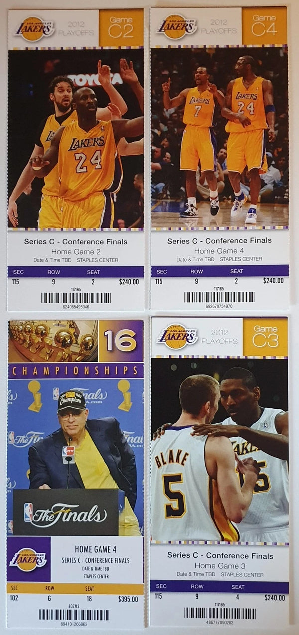 4 x LA Lakers Game Tickets Kobe Bryant Conference Finals G2 G3 & G4 - Stubs