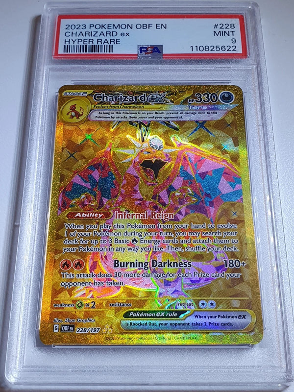 2023 Pokemon Charizard ex 228/197 Obf En-Obsidian Flames Holo Hyper Rare - PSA 9
