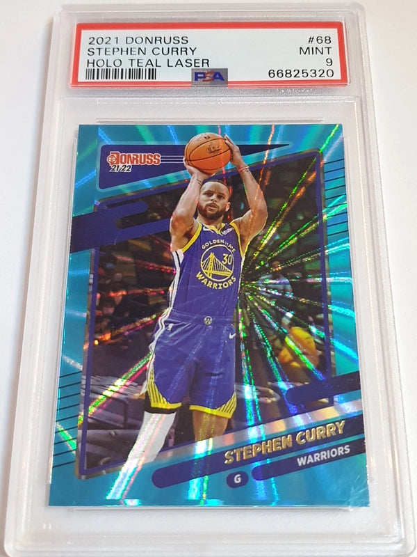 2021 Panini Donruss Stephen Curry #68 HOLO TEAL LASER - PSA 9 (POP 8)