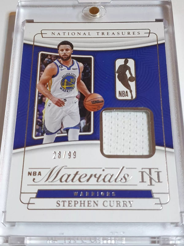 2022 Panini National Treasures Stephen Curry #PATCH /99 Game Worn Jersey - Rare