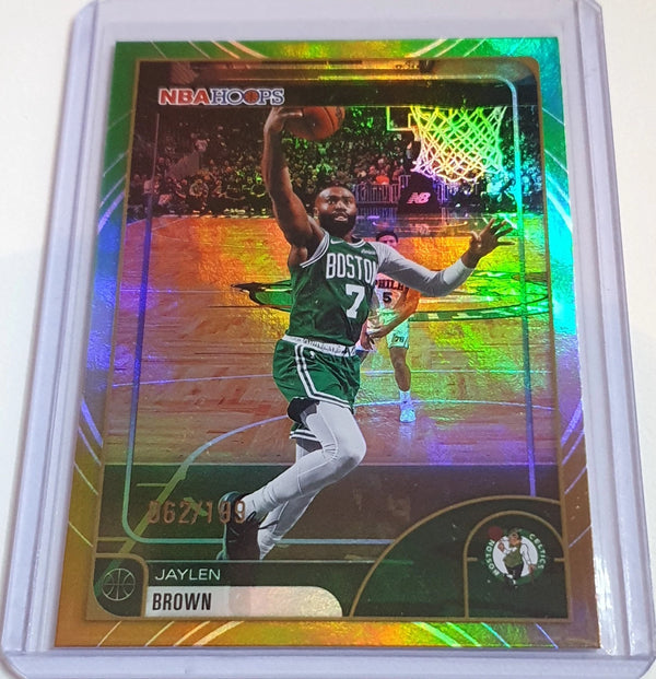 2025 Topps NBA Hoops Jaylen Brown #135 RAINBOW GOLD and GREEN /199 Holo - Rare