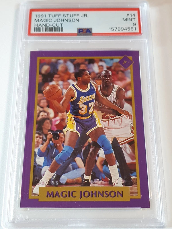 1991 Tuff Stuff Jr. Magic Johnson #14 Hand Cut - PSA 9 (POP 48)