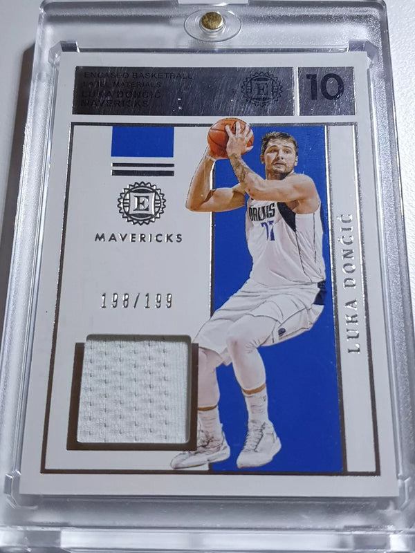 2019 Panini Encased Luka Doncic #PATCH SILVER /199 Game Worn Jersey - Rare