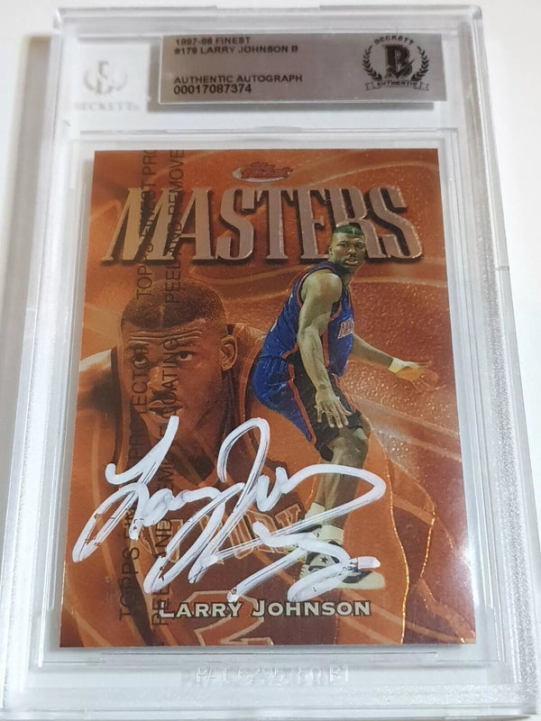 1997 Topps Finest Larry Johnson #AUTO On Card Autograph - BGS Authenticated
