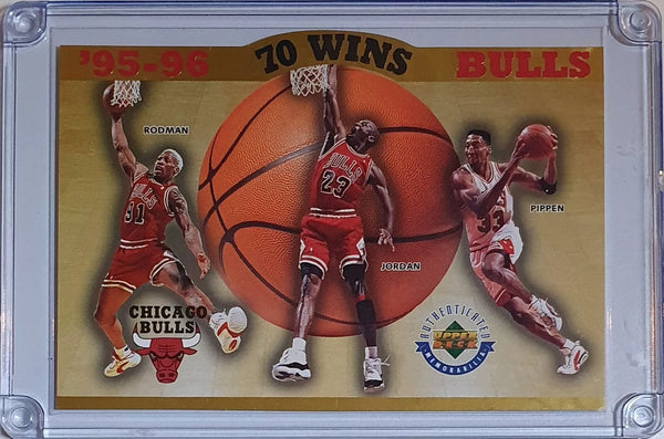1996 Upper Deck Chicago Bulls /10000 Die Cut 70 Wins - Jordan Pippen Rodman