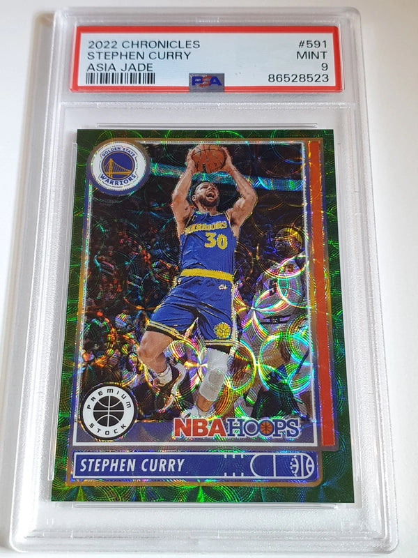 2022 Panini Chronicles Stephen Curry #591 ASIA JADE /18 Holo - PSA 9 (POP 2)