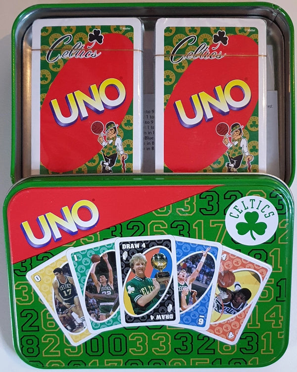 2005 Mattel UNO Boston Celtics Legends Edition Tin Set - Good Condition