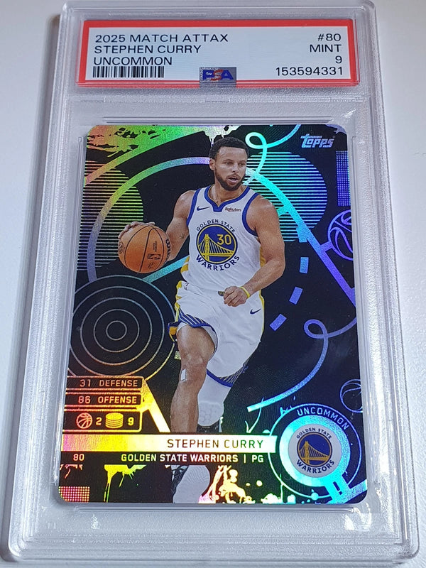 2025 Topps Match Attax Stephen Curry #80 BLACK Uncommon - PSA 9 (POP 2)