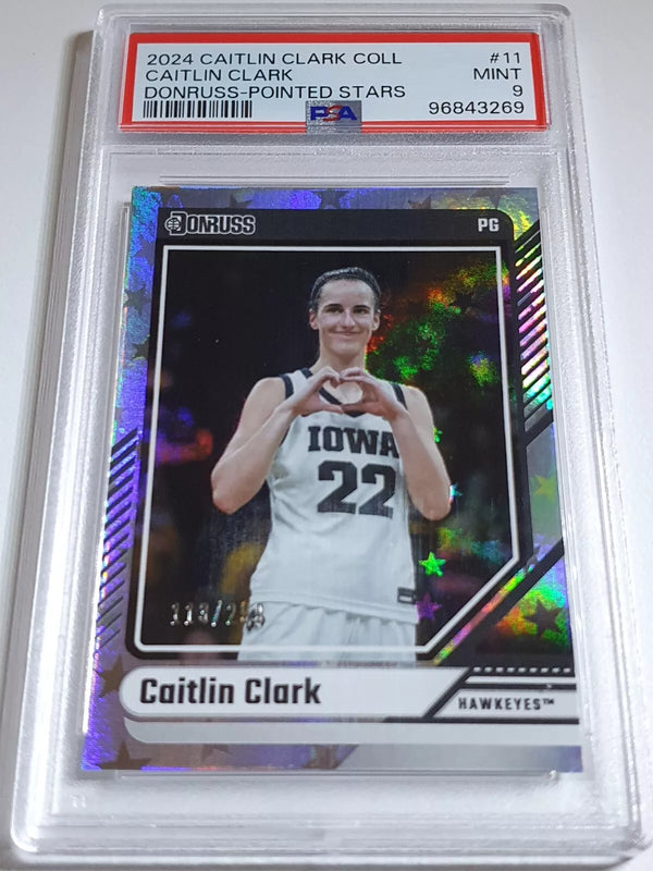 2024 Panini Caitlin Clark Rookie Collection #11 POINTED STARS /299 Holo - PSA 9