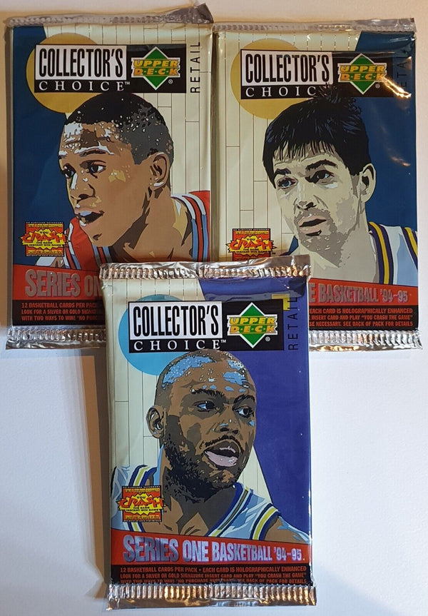 Lot of 3 x Packs of 1994 UD Collector's Choice Basketball Series 1 - Sealed Pack