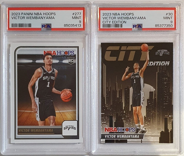 2023 NBA Hoops Victor Wembanyama LOT of 2 Rookie #277 #30 RC - All PSA 9