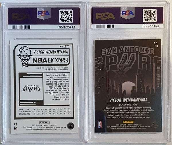 2023 NBA Hoops Victor Wembanyama LOT of 2 Rookie #277 #30 RC - All PSA 9