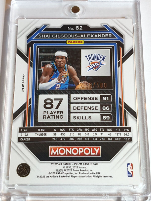 2022 Prizm Monopoly Shai Gilgeous-Alexander #62 GOLD SHIMMER /500 Holo - Rare