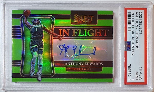 2021 Select Anthony Edwards #AUTO NEON GREEN /99 Holo - PSA 9 (POP 13)