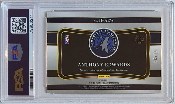 2021 Select Anthony Edwards #AUTO NEON GREEN /99 Holo - PSA 9 (POP 13)