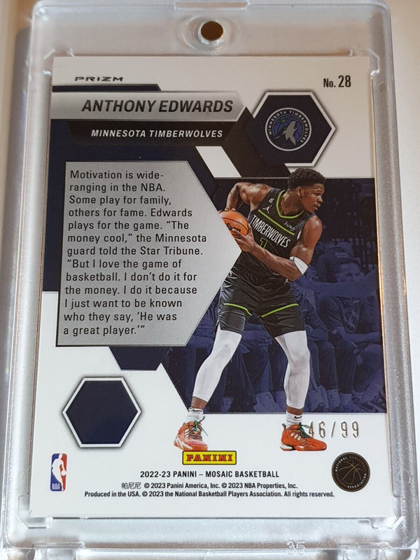 2022 Panini Mosaic Anthony Edwards #28 PURPLE MOSAIC /99 Prizm Montage - Rare