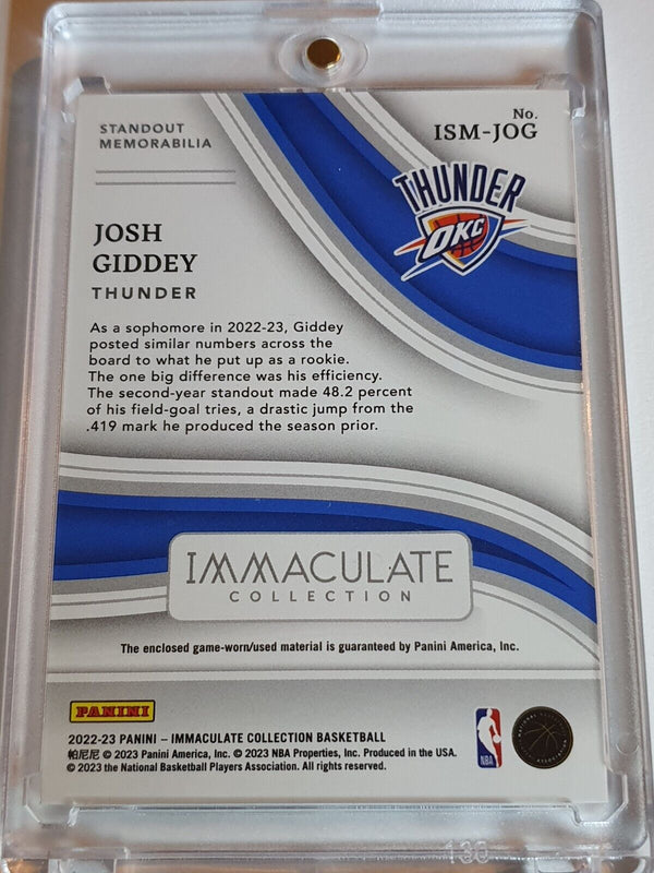 2022 Panini Immaculate Collection Josh Giddey #PATCH /99 Game Worn Large Jersey