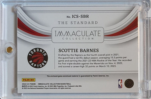 2022 Panini Immaculate Scottie Barnes #PATCH /99 Game Worn Jumbo Jersey - Rare