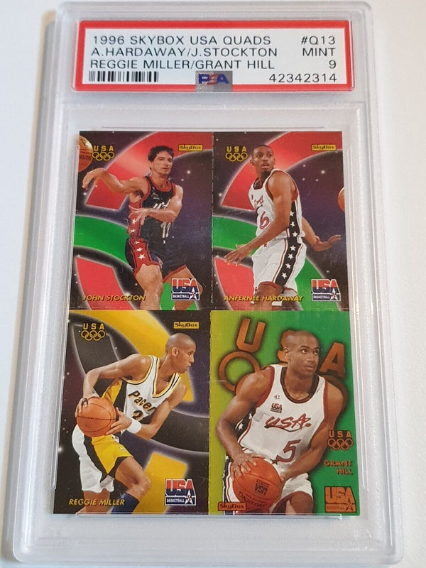 1996 Skybox USA Quads Hardaway Stockton Miller Grant Hill - PSA 9 (POP 3)