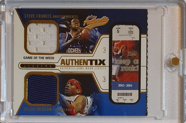 2003 Fleer Authentix Allen Iverson Steve Francis #PATCH Game Worn Dual Jerseys