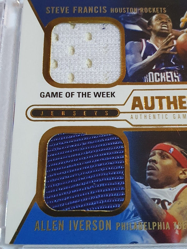 2003 Fleer Authentix Allen Iverson Steve Francis #PATCH Game Worn Dual Jerseys